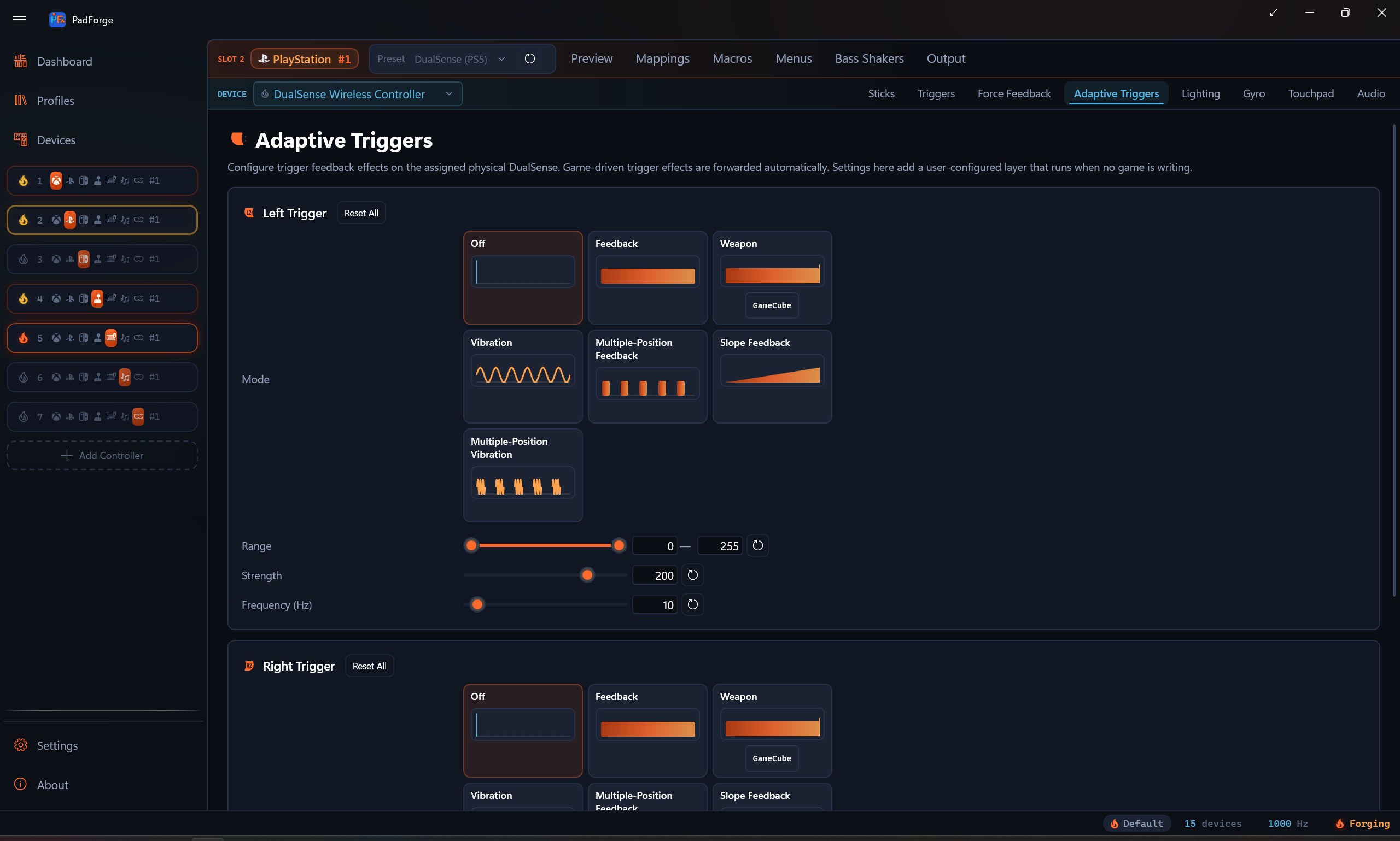 Adaptive trigger editor