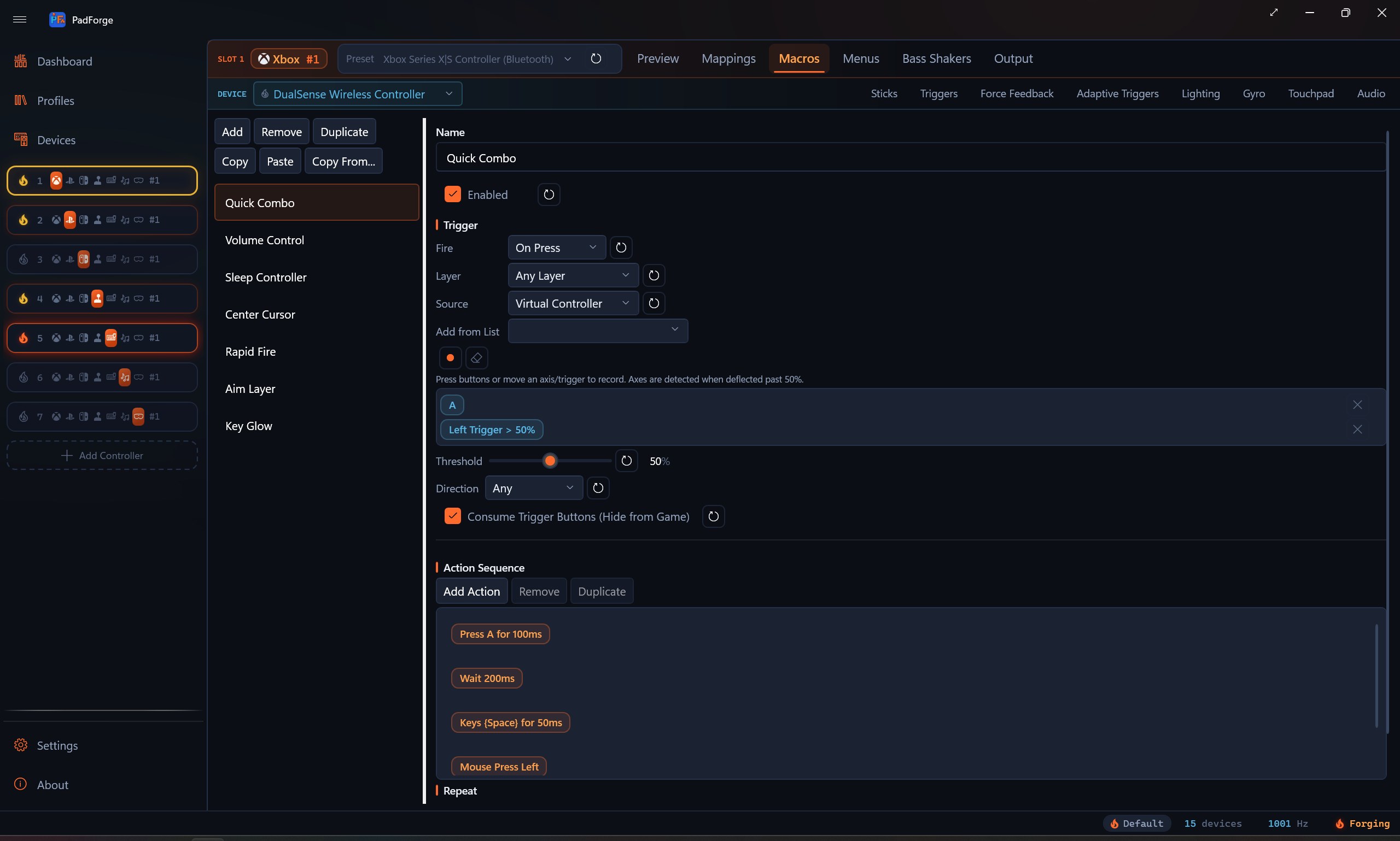 The macro editor